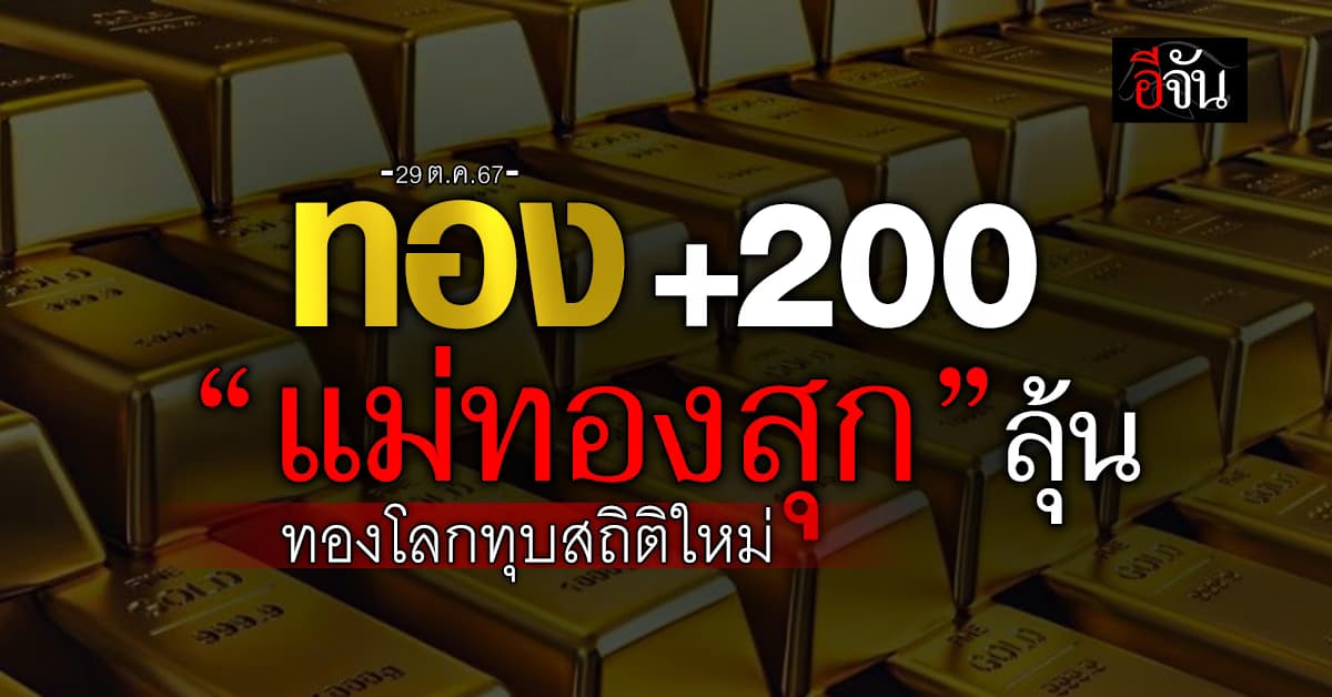 ราคาทองวันนี้ (29 ต.ค.67) +200 “แม่ทองสุก” ลุ้นทองโลกทุบสถิติใหม่