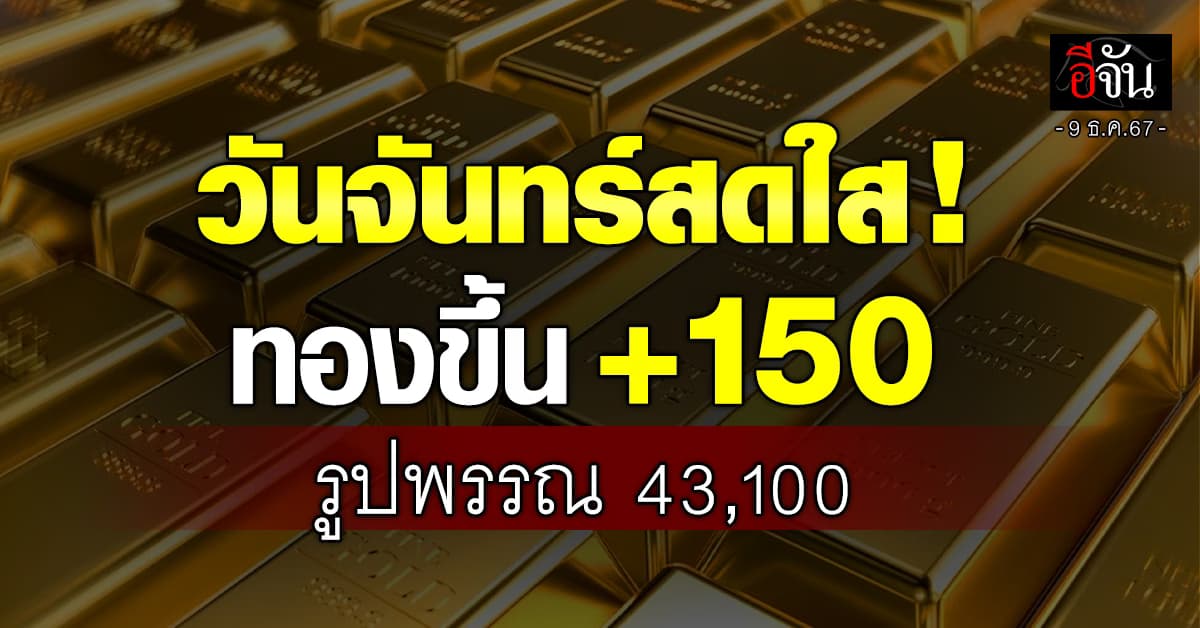 ราคาทองวันนี้ (9 ธ.ค.67) ขึ้น 150 “ฮั่วเซ่งเฮง” ชี้แนวโน้มปรับตัวลง