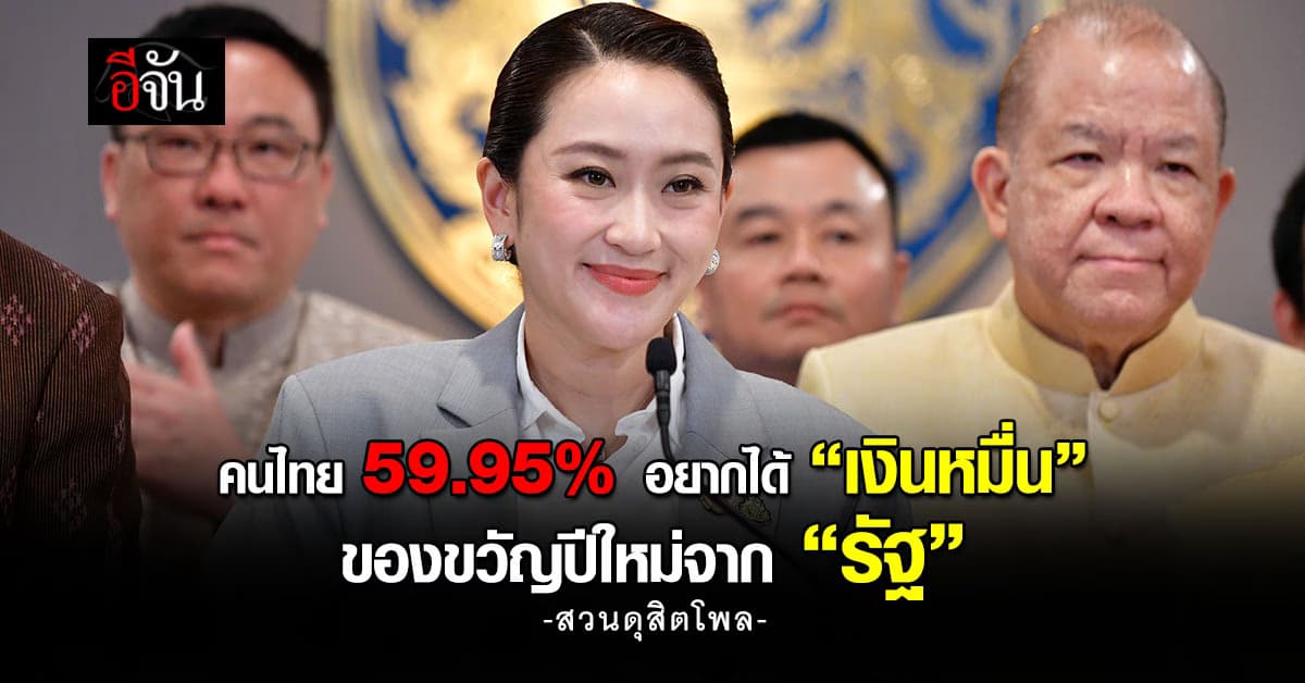 คนไทย 59.95% อยากได้ “เงินหมื่น” เป็นของขวัญปีใหม่จาก “รัฐบาล”