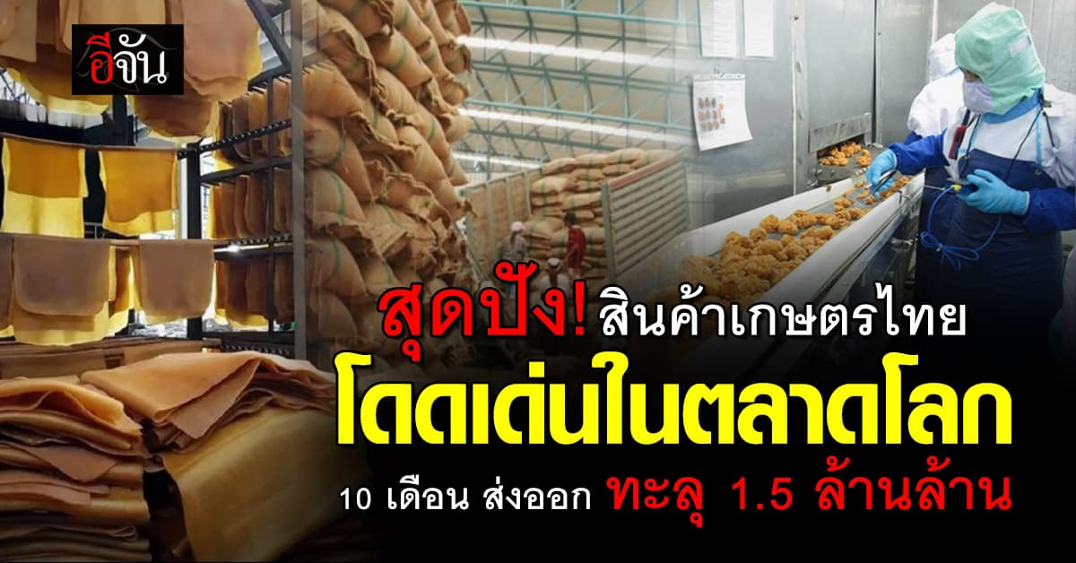 สินค้าเกษตรไทย ส่งออกขยายตัวสุดๆ 10 เดือนแรก ยอดทะลุ 1.5 ล้านล้าน