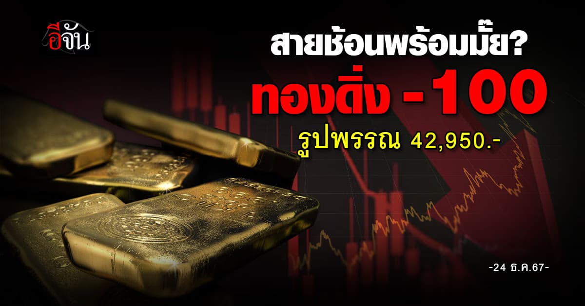 ราคาทองวันนี้ (24 ธ.ค.67) ดิ่ง 100 “ฮั่วเซ่งเฮง” ชี้ราคาขยับกรอบแคบ