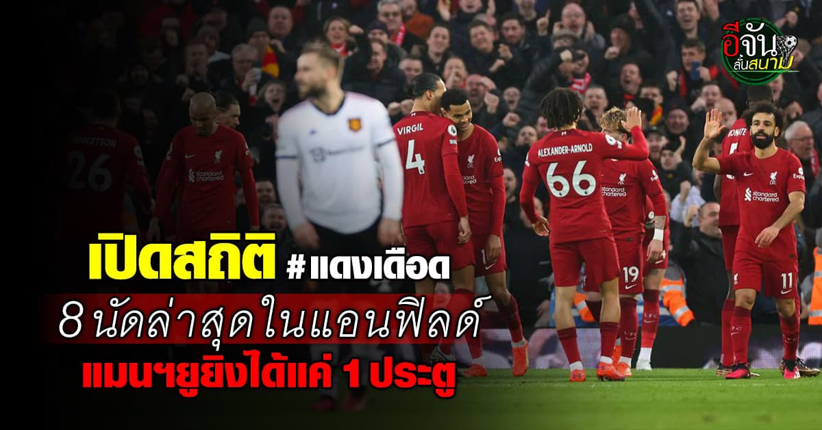 เด็กผีกุมขมับ! เผยสถิติแดงเดือด 8 นัดล่าสุดในแอนฟิลด์ แมนฯยู ยิงได้แค่ลูกเดียว