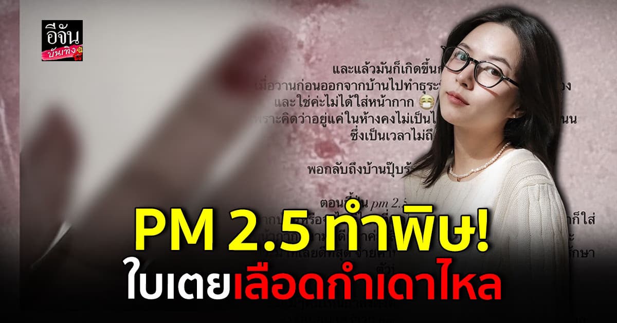 ใบเตย สุวพิชญ์ โพสต์เตือน! เจอฝุ่น PM 2.5 หนักจนเลือดกำเดาไหล ขณะตั้งครรภ์