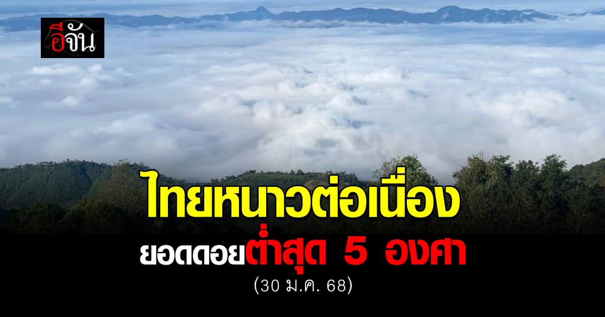 ไทยหนาวอยู่นะ สภาพอากาศวันนี้ (30 ม.ค. 68) ทั่วประเทศยังเย็นต่อเนื่อง