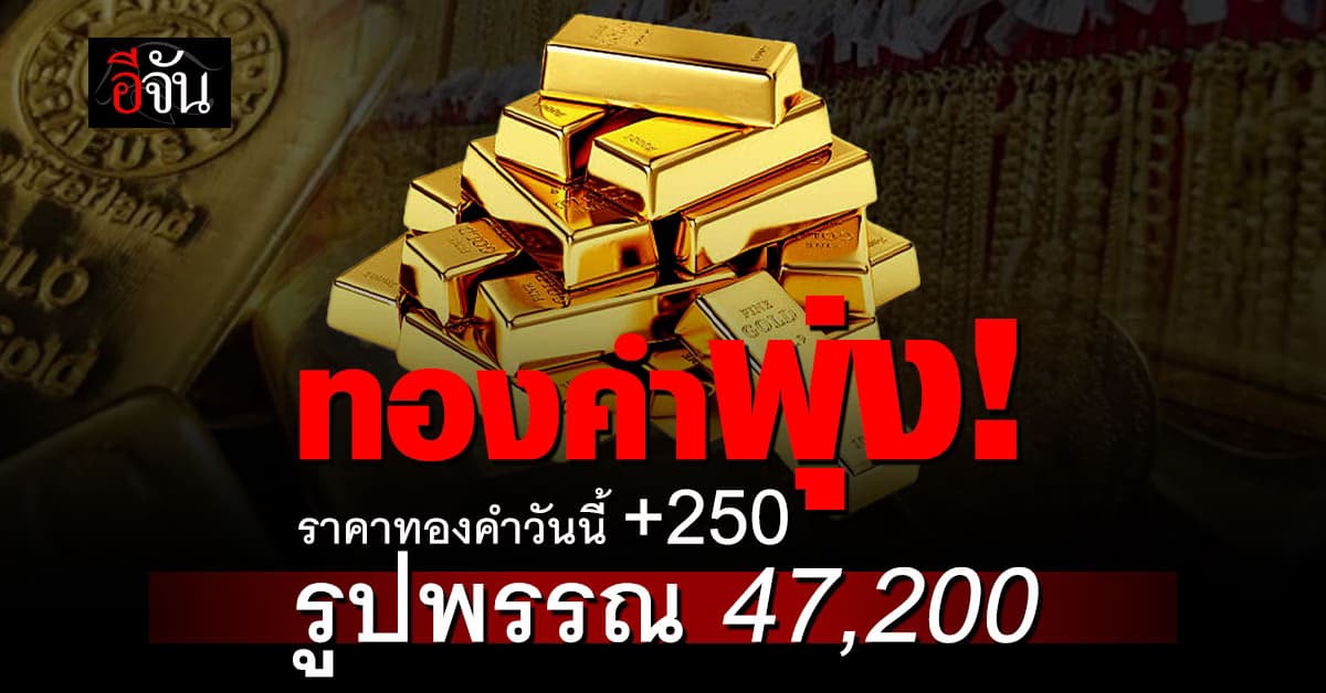 ราคาทองวันนี้ 19 ก.พ.68 พุ่งแรง! +250 ทองรูปพรรณแตะ 47,200 บาท