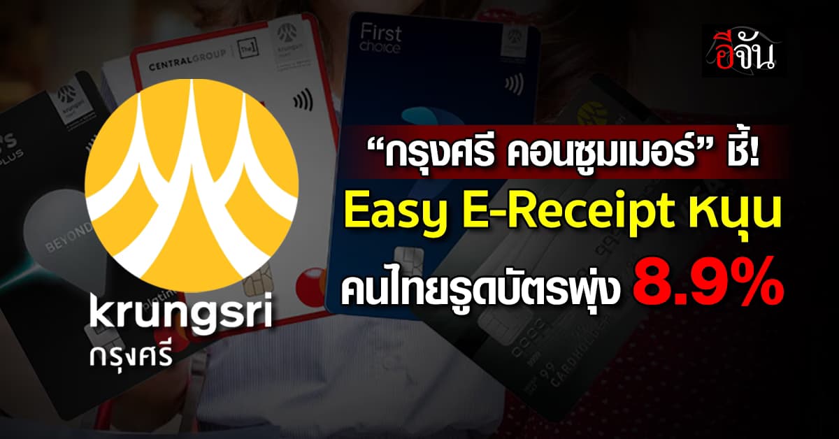 กรุงศรี คอนซูมเมอร์ ชี้ Easy E-Receipt หนุนยอดใช้จ่ายบัตรเครดิตโต 8.9%