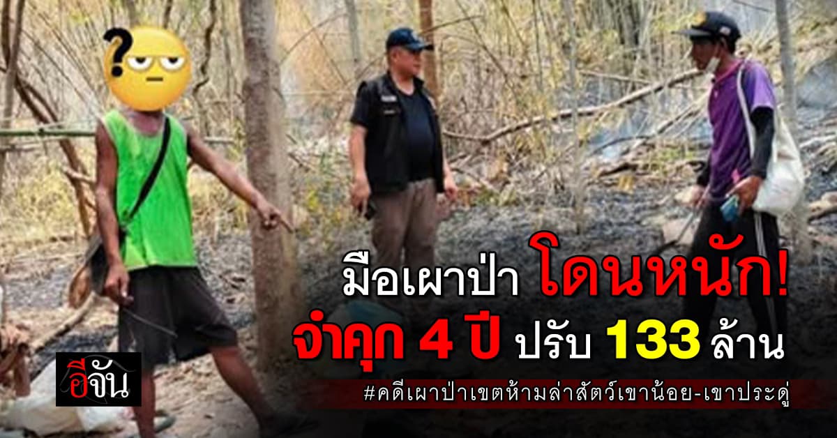 เจอโทษหนัก! ศาลสั่งจำคุก “มือเผาป่า” เขตห้ามล่าสัตว์เขาน้อย-เขาประดู่ จ.พิษณุโลก 4 ปี ปรับ 133 ล้านบาท ไม่รอลงอาญา 