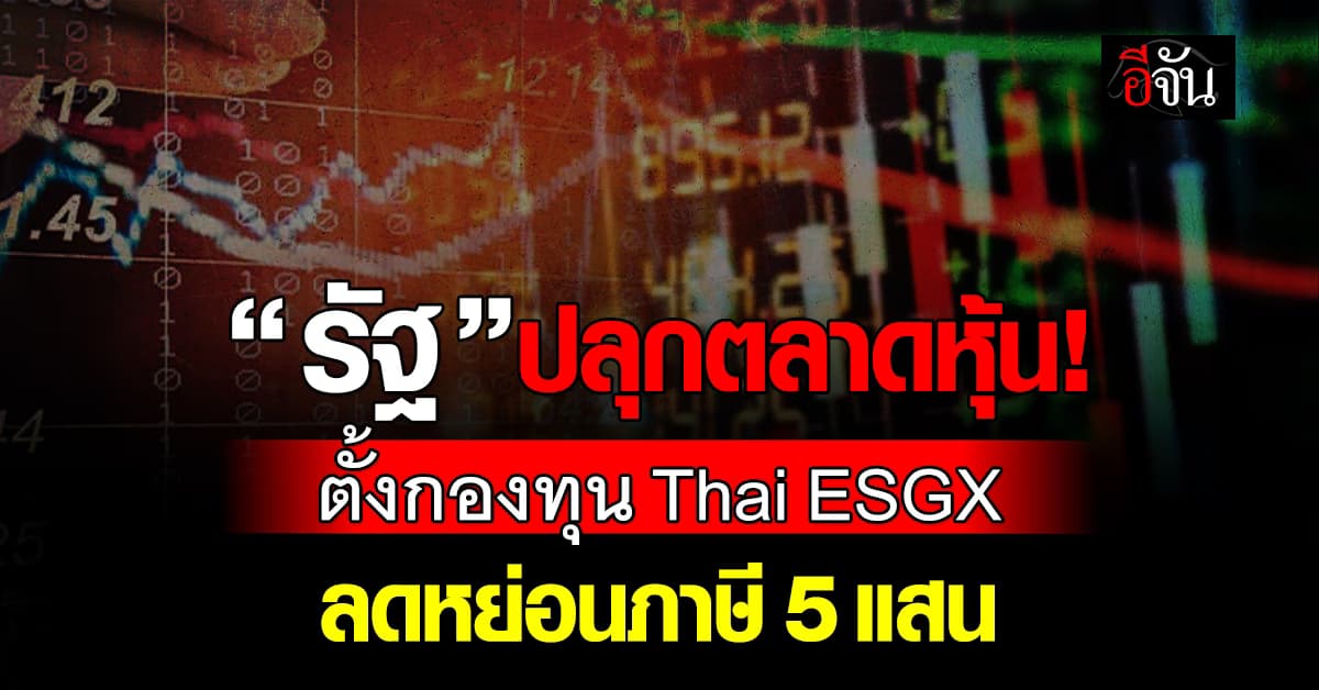 ครม.ไฟเขียว ตั้งกองทุน Thai ESGX ลดหย่อนภาษีสูงสุด 5 แสนบาท
