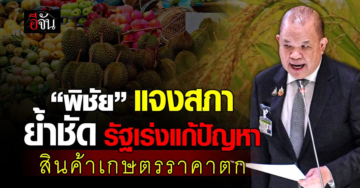 “พิชัย” แจงสภา ย้ำรัฐไม่นิ่งเฉย แก้ปัญหาสินค้าเกษตรราคาตก