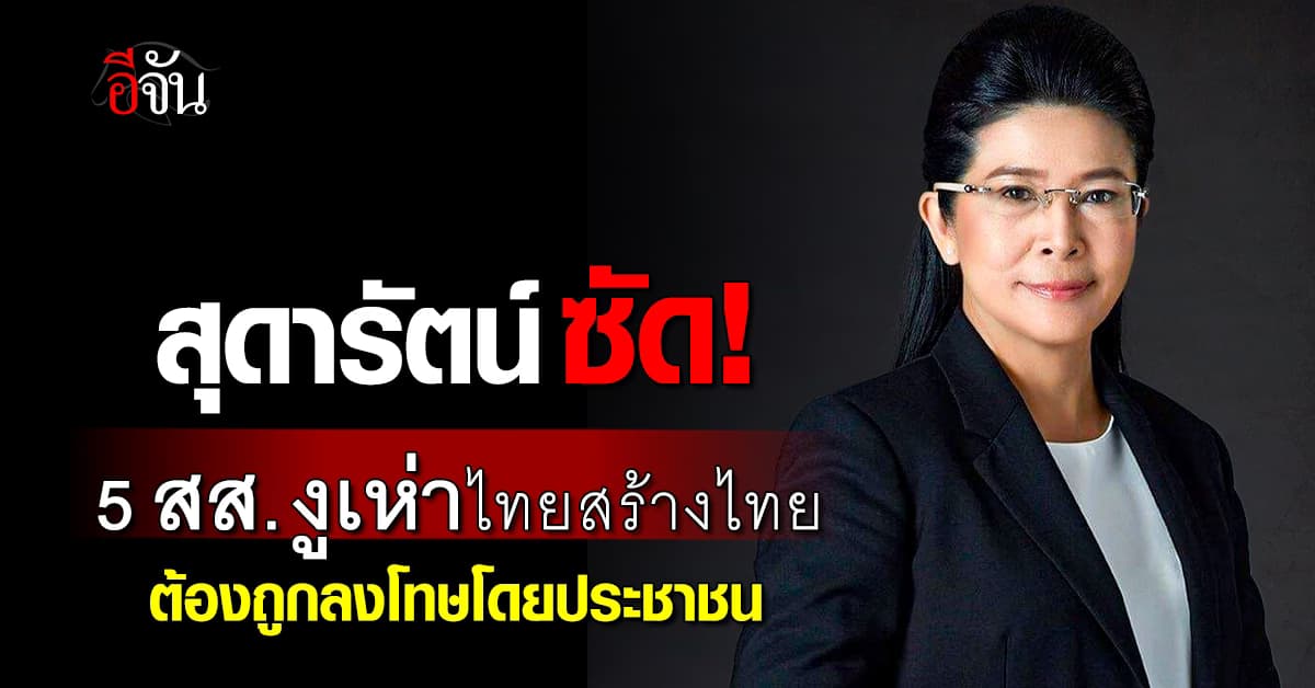 “สุดารัตน์” ซัด 5 สส.งูเห่าไทยสร้างไทย ต้องถูกลงโทษโดยประชาชน