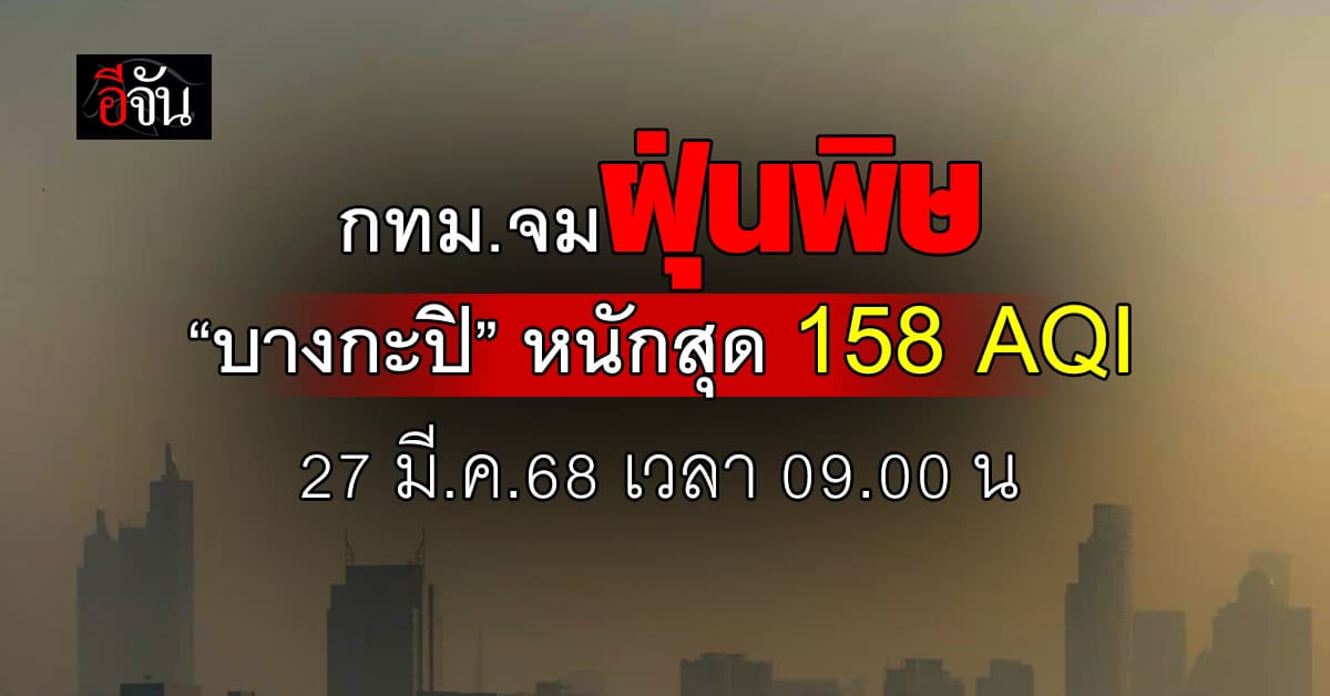 ฝุ่นหายกี่โมง? เช้านี้ “กรุงเทพฯ” เจอฝุ่นหนัก “บางกะปิ” 158 AQI
