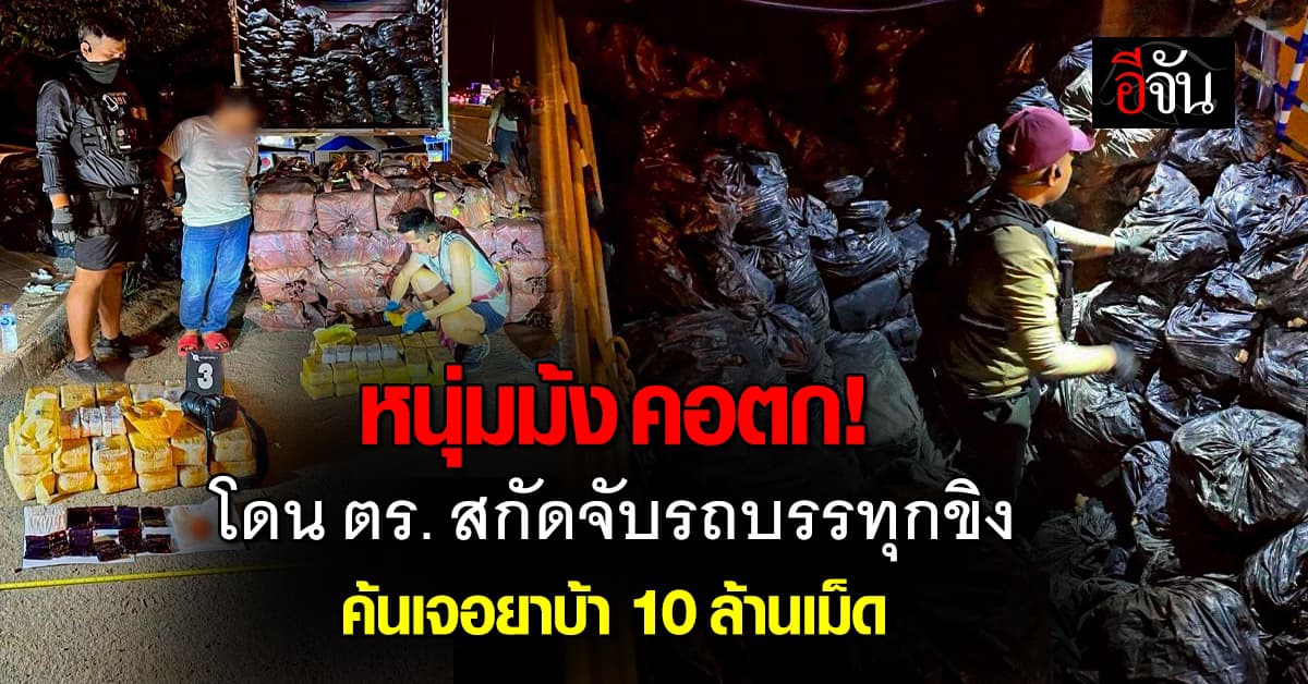 ตร.สกัดจับหนุ่มม้ง ขนยาบ้า 10 ล้านเม็ด ใช้รถบรรทุกขิงหวังตบตา 