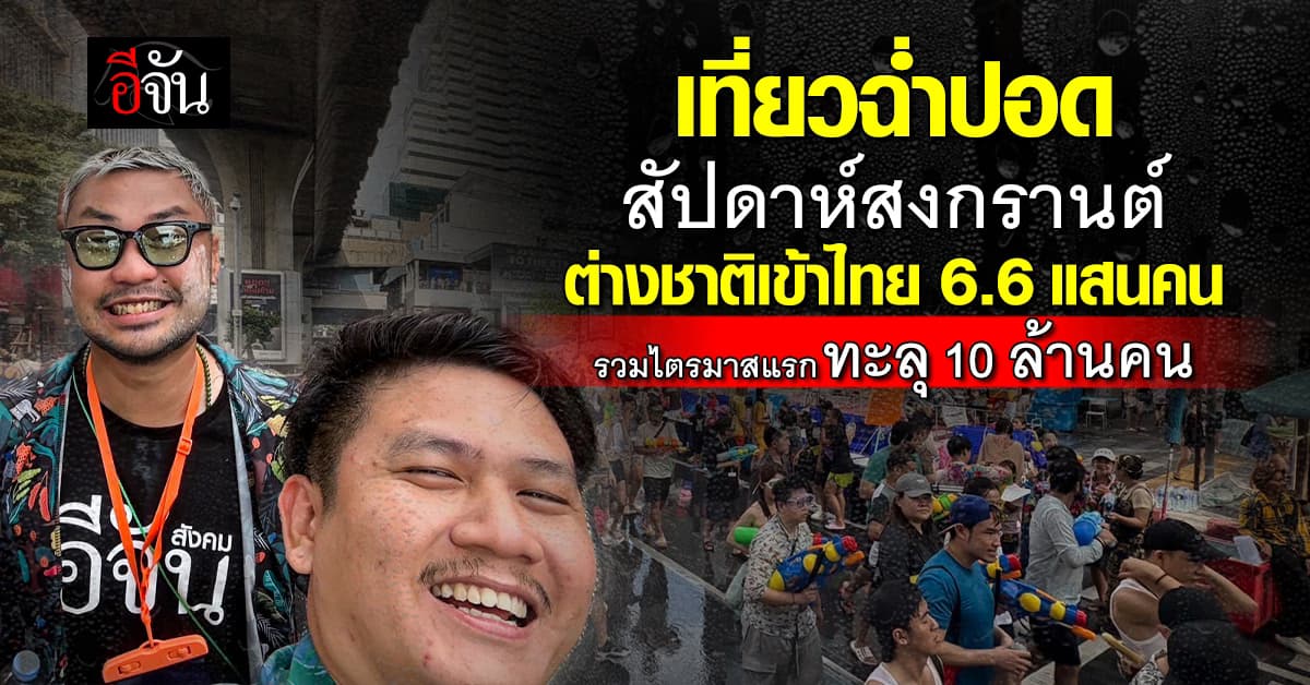 ก.ท่องเที่ยว เปิดยอดต่างชาติเข้าไทย ตั้งแต่ปีใหม่ ถึง สงกรานต์ ทะลุ 10 ล้านคน