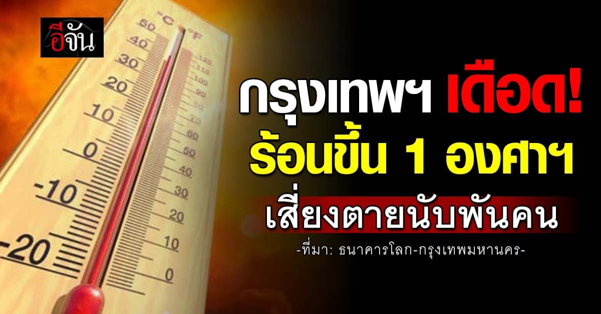 กรุงเทพฯ เดือด! อุณหภูมิขึ้น 1 องศาฯ เสี่ยงตายนับ 2 พันคน