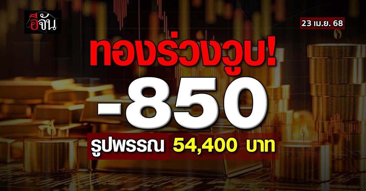 ราคาทองวันนี้ (23 เม.ย.68) ทองลง -850 รูปพรรณ 54,400