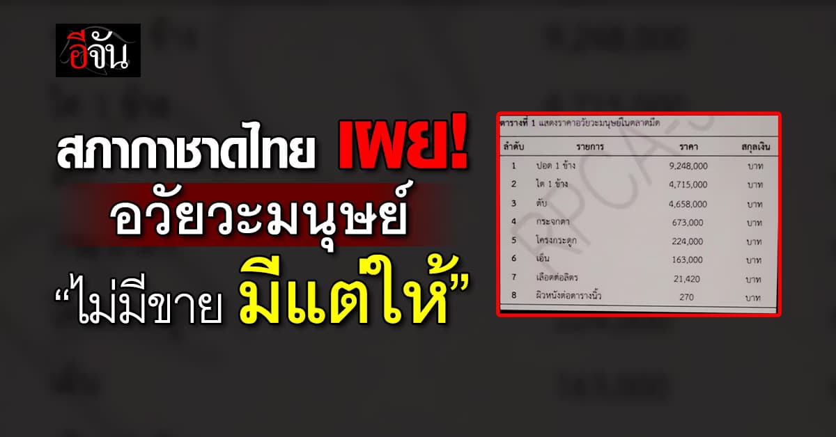 สภากาชาดไทย เผย อวัยวะ “ไม่มีขาย มีแต่ให้” ยัน! ไม่มีตลาดมืดอวัยวะ