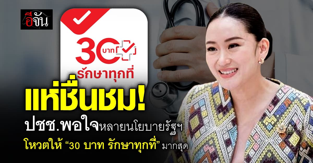 ปชช.ชมนโยบายรัฐฯ ชี้ “30 บาท รักษาทุกที่” พอใจมากสุด หลังทำงานครบ 6 เดือน 