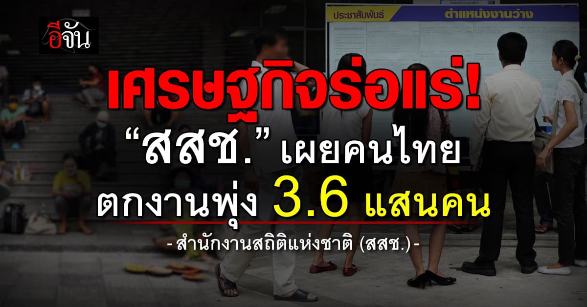 เศรษฐกิจร่อแร่! “สสช.” เผยคนไทยตกงานพุ่ง 3.6 แสนคน