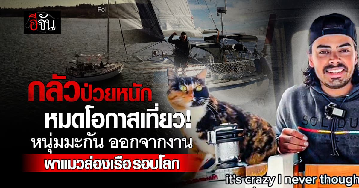 กลัวหมดโอกาสเที่ยว! หนุ่มมะกัน ออกจากงาน พาแมวล่องเรือรอบโลก 