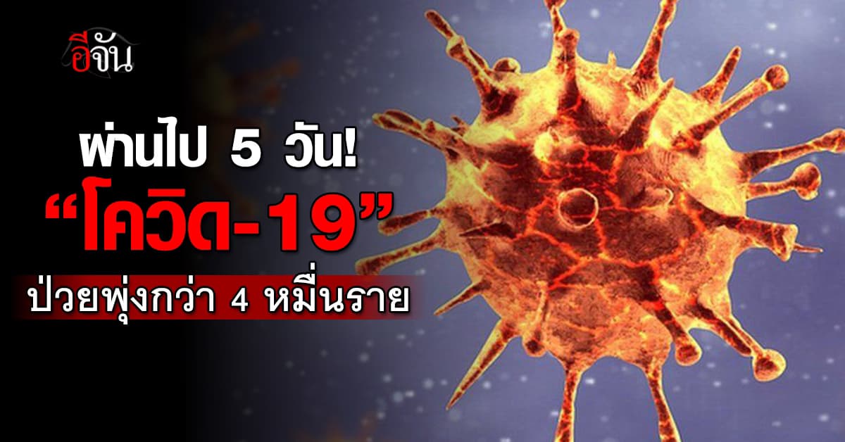 ระบาดหนัก! โควิด-19 ป่วยพุ่งกว่า 4 หมื่นราย หลังผ่านไปได้แค่ 5 วัน