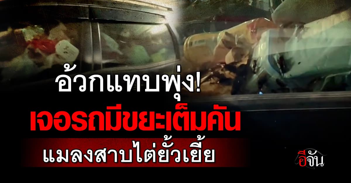 อ้วกแทบพุ่ง! เจอรถยนต์มีขยะเต็มคัน กองทัพแมลงสาบไต่ยั้วเยี้ย 