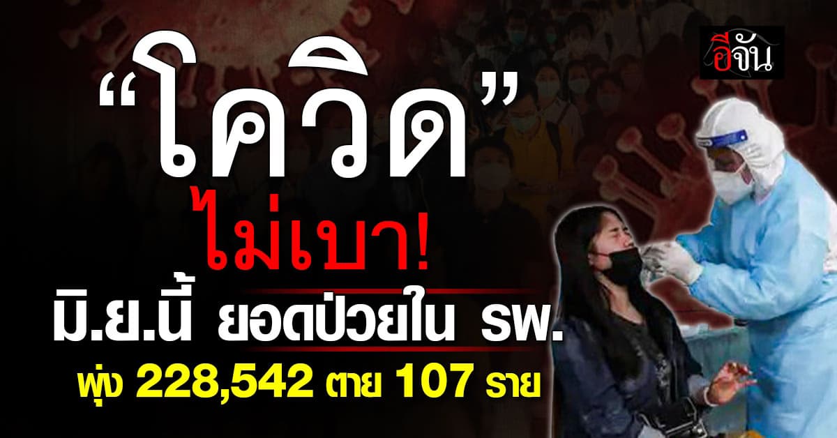 โควิดไม่ซา! เดือน มิ.ย.นี้ยังไม่หมด ยอดป่วยทะลุกว่า 2 แสน ตายแล้ว 107 ราย  