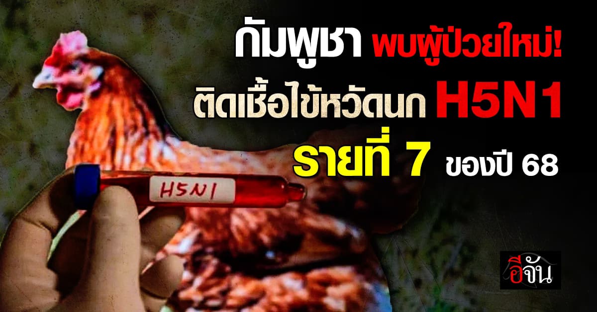 กัมพูชา พบผู้ป่วยใหม่! ติดเชื้อไข้หวัดนก H5N1 รายที่ 7 ของปี 68 
