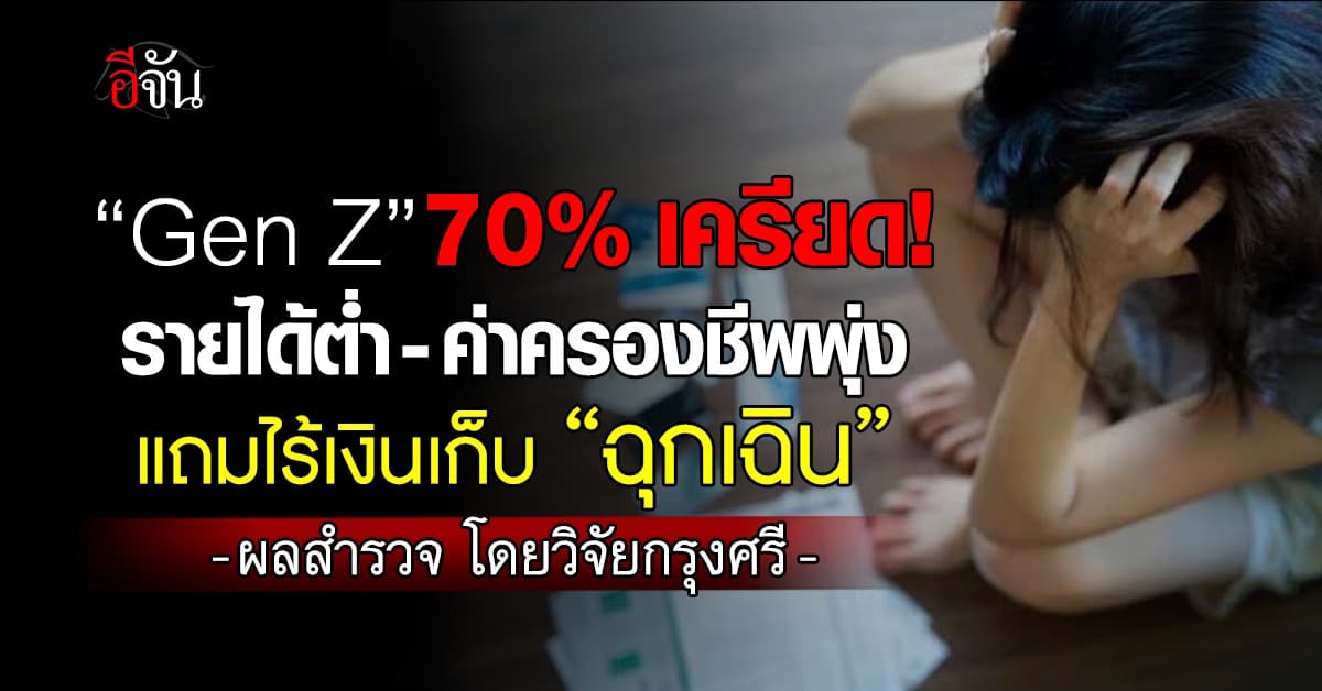 Gen Z 70% เครียดรายได้ต่ำ-ค่าครองชีพพุ่ง แถมไร้เงินเก็บ “ฉุกเฉิน”