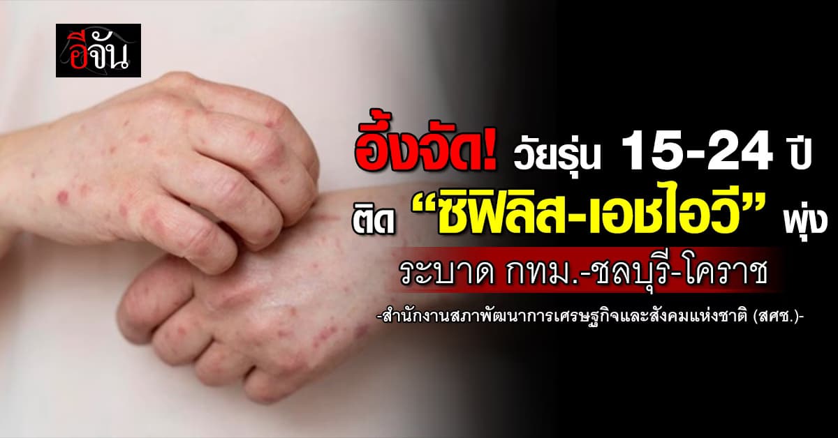 อึ้ง! วัยรุ่น 15-24 ปี ติด “ซิฟิลิส-เอชไอวี” ระบาด กทม.-ชลบุรี-โคราช