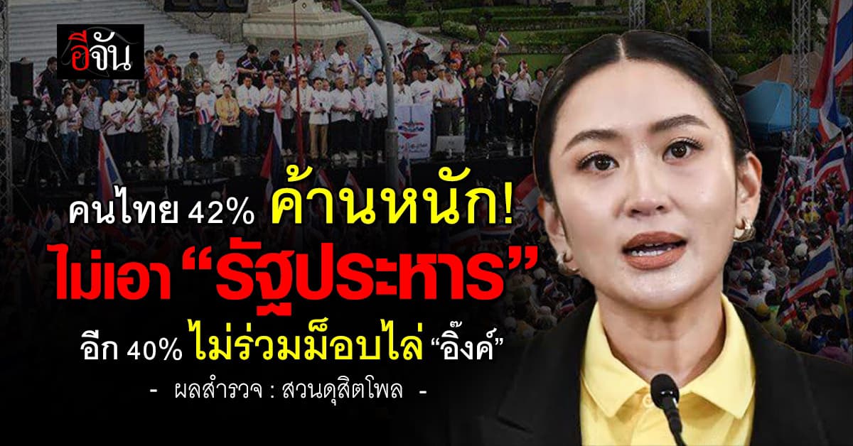 สวนดุสิตโพล ชี้คนไทย 42% ไม่เอา “รัฐประหาร”