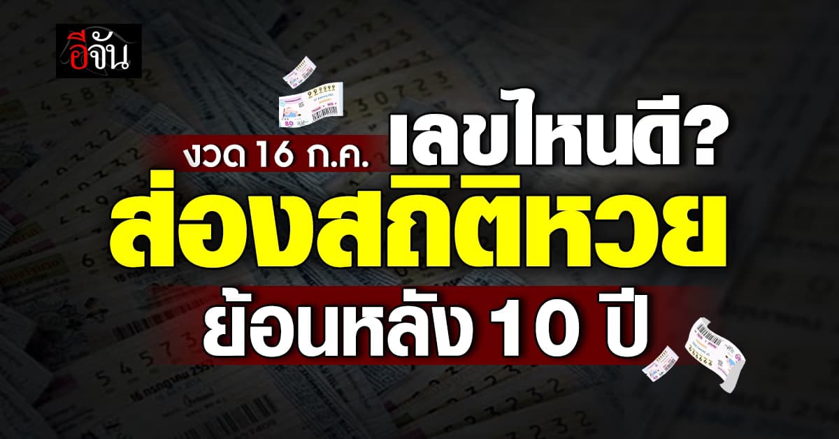 ส่องเลขเด็ด หวยงวดนี้ สถิติหวย งวด 16 ก.ค. ย้อนหลัง 10 ปี