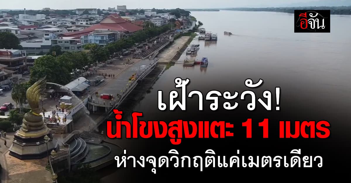 เฝ้าระวัง! น้ำโขงสูงแตะ 11 เมตร ห่างจุดวิกฤติแค่เมตรเดียว 