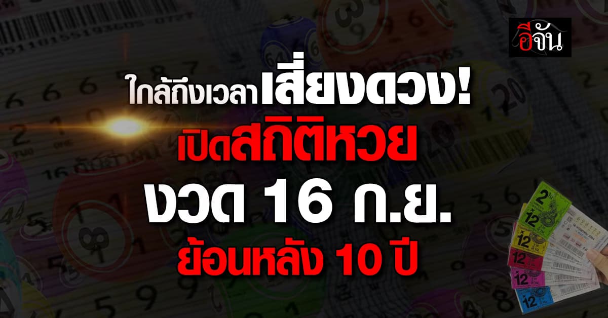 ใกล้ถึงเวลาเสี่ยงดวง! เปิดสถิติหวยงวด 16 ก.ย. ย้อนหลัง 10 ปี 