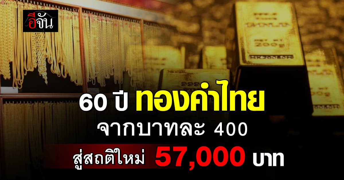 เปิดสถิติ “ราคาทองคำไทย” 60 ปี จากบาทละ 400 สู่ 57,000 บาท