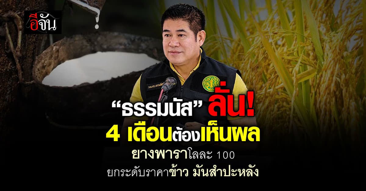 “ธรรมนัส” ลั่น! 4 เดือนต้องเห็นผล ยางพาราโลละ 100