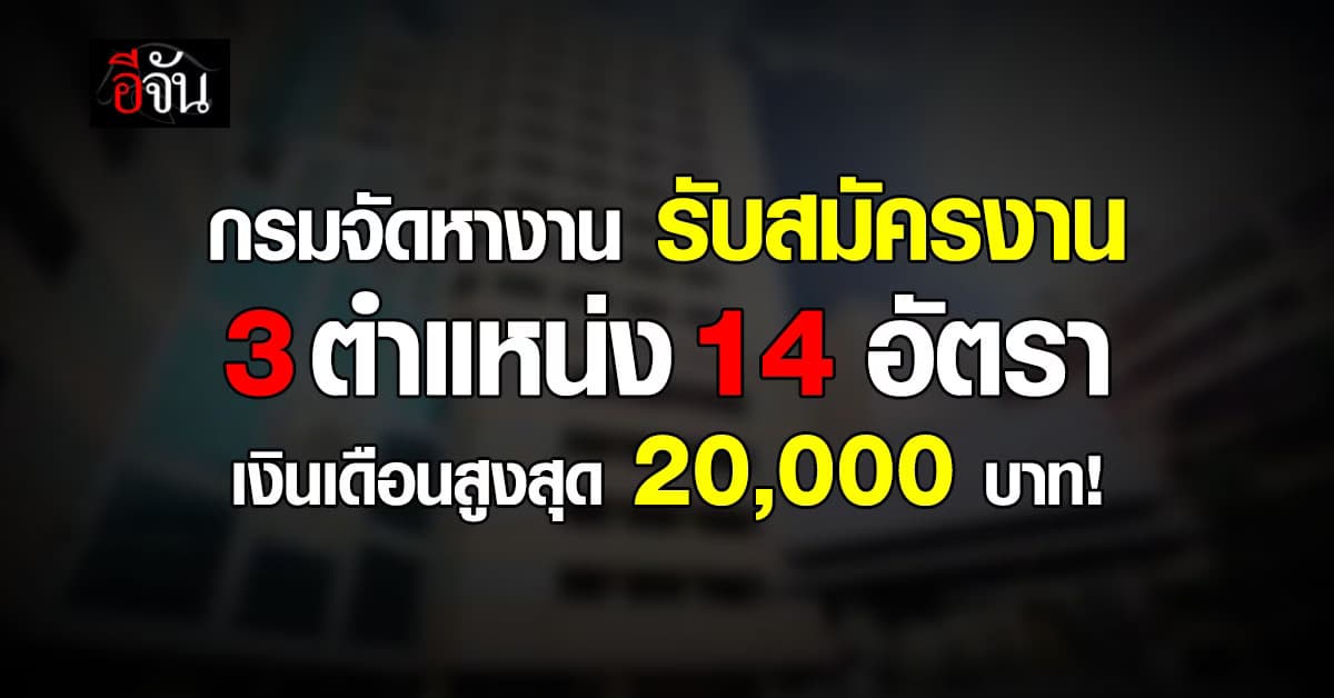 กรมการจัดหางาน รับสมัครงาน 3 ตำแหน่ง  14 อัตรา 