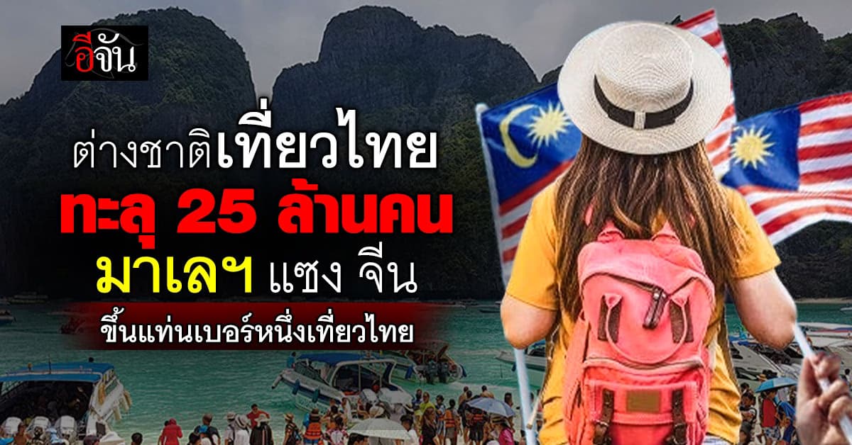ต่างชาติเที่ยวไทย ทะลุ 25 ล้านคน “มาเลเซีย” แซง “จีน” ขึ้นแท่นเบอร์ 1 เที่ยวไทย