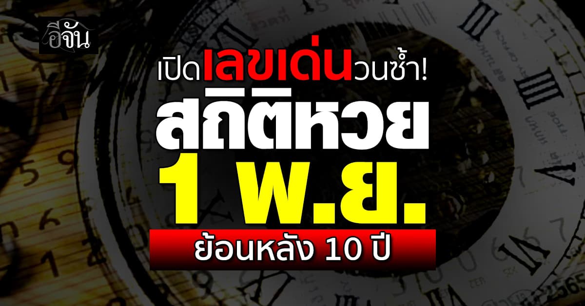 เปิดเลขเด่นวนซ้ำ! สถิติหวย งวด 1 พ.ย. ย้อนหลัง 10 ปี