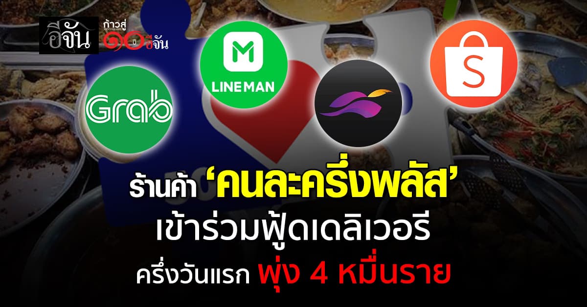 ปลัดคลัง เผย ร้านค้า ‘คนละครึ่งพลัส’ เข้าร่วมฟู้ดเดลิเวอรีครึ่งวันแรก พุ่ง 4 หมื่นราย