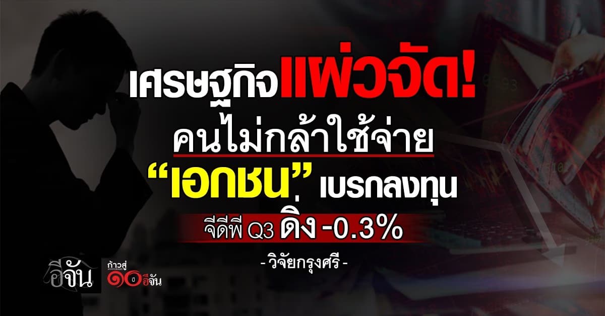เศรษฐกิจแผ่ว! คนไม่กล้าใช้จ่าย “เอกชน” เบรกลงทุน จีดีพี Q3 ดิ่ง -0.3%
