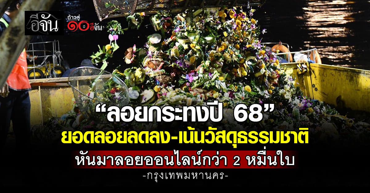 กทม. เผย ลอยกระทงปี 68 ยอดลดลง 24% หันมาลอยกระทงออนไลน์มากขึ้น
