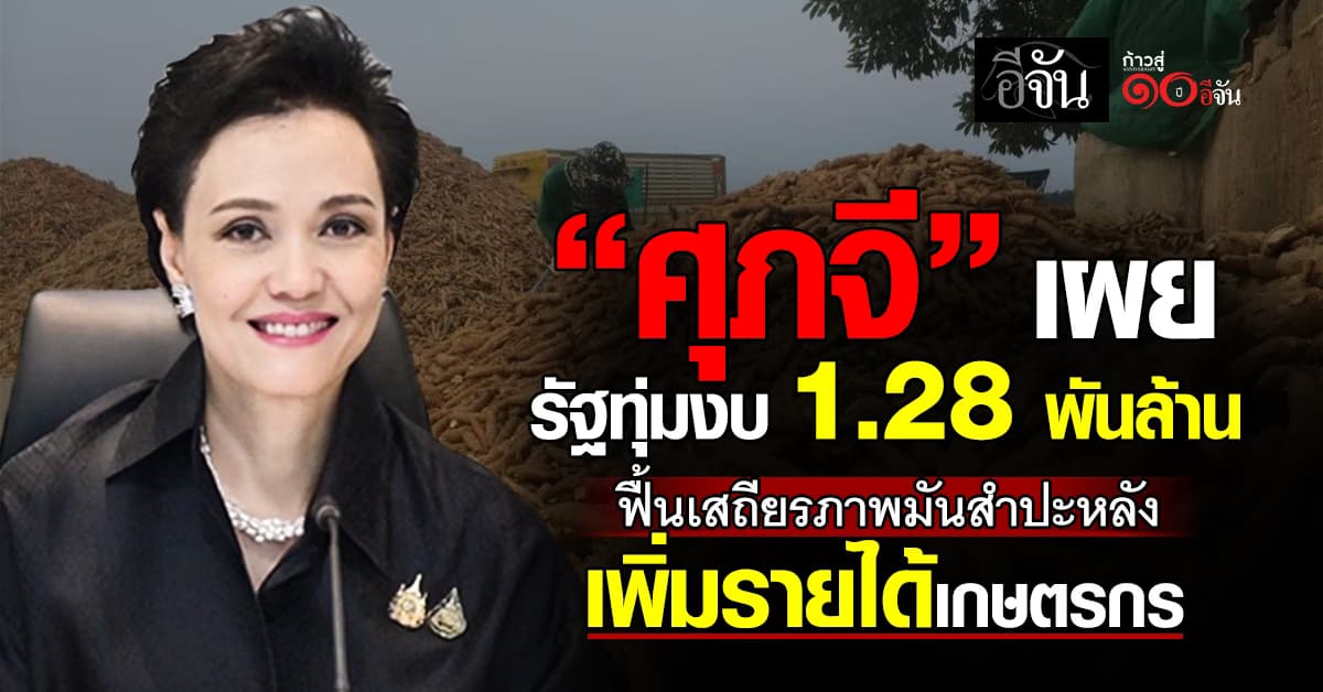 “ศุภจี” เผย รัฐทุ่มงบ 1.28 พันล้านบาท ดูแลเสถียรภาพมันสำปะหลัง หนุนผลผลิต คุมโรค เพิ่มรายได้เกษตรกร