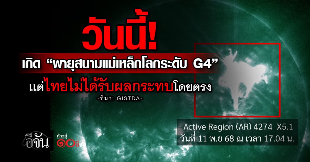 วันนี้! เกิดพายุสนามแม่เหล็กโลกระดับ G4
