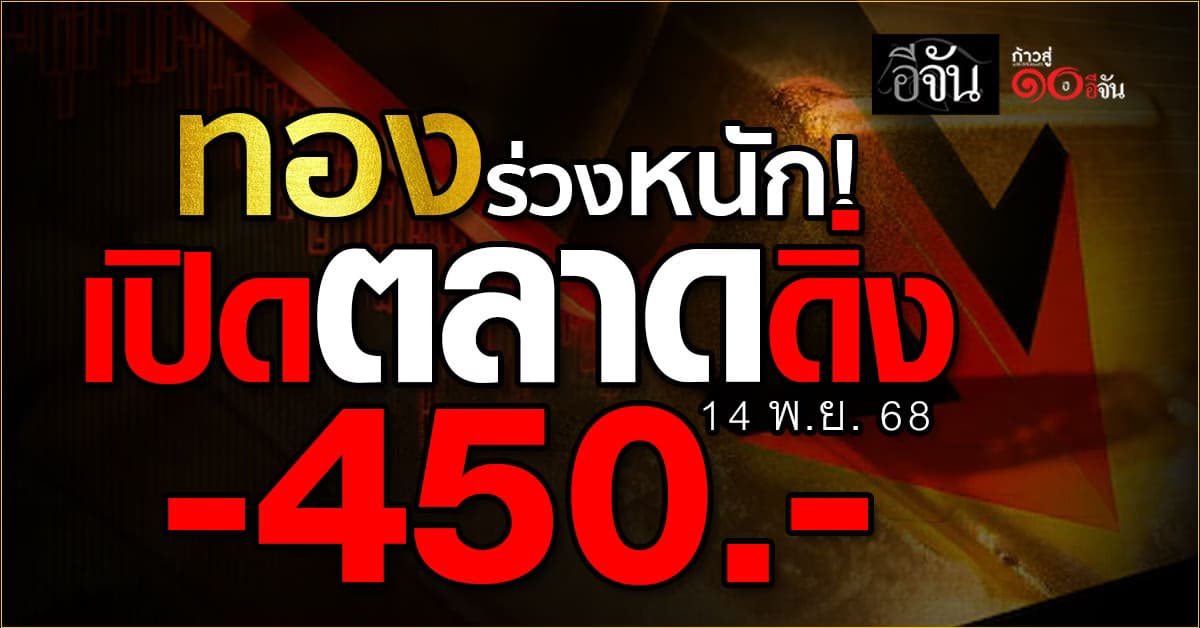 ราคาทองวันนี้ (14 พ.ย. 68) ทองดิ่งแรง -600 รูปพรรณ 64,950.00