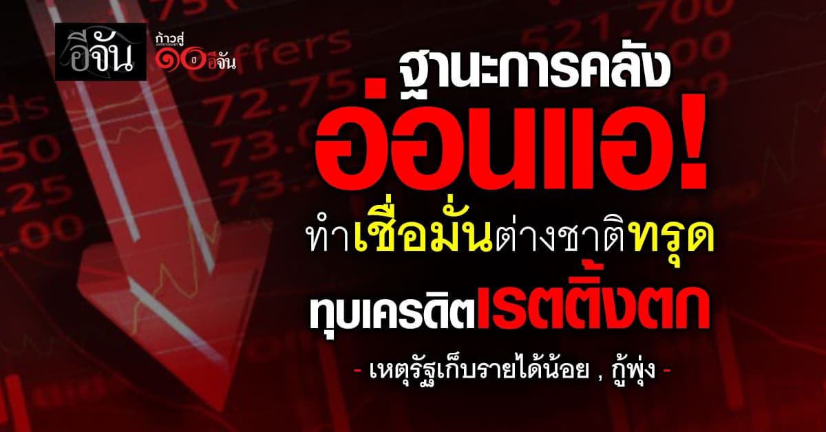 ฐานะการคลังอ่อนแอ ทำเชื่อมั่นต่างชาติทรุด ทุบเครดิตเรตติ้งตก 