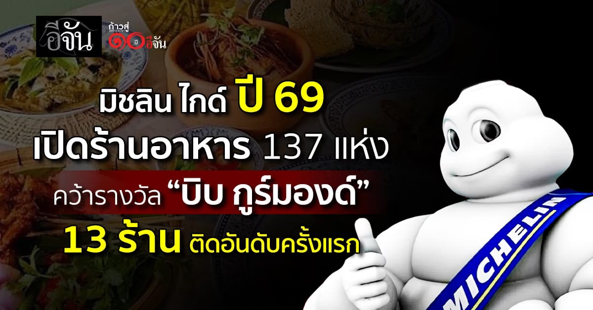 “มิชลิน ไกด์” เปิดร้านอาหาร 137 แห่ง คว้ารางวัล ‘บิบ กูร์มองด์’  13 ร้าน ติดอันดับครั้งแรก