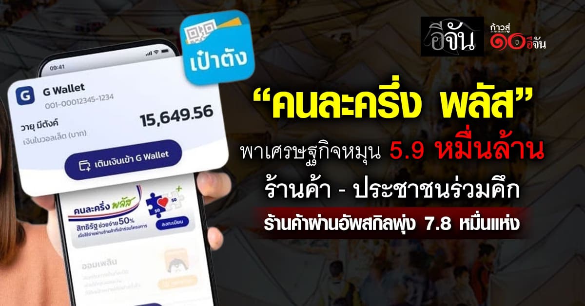 “คนละครึ่ง พลัส” พาเศรษฐกิจหมุน 5.9 หมื่นล้าน ร้านค้า-ประชาชนร่วมคึก