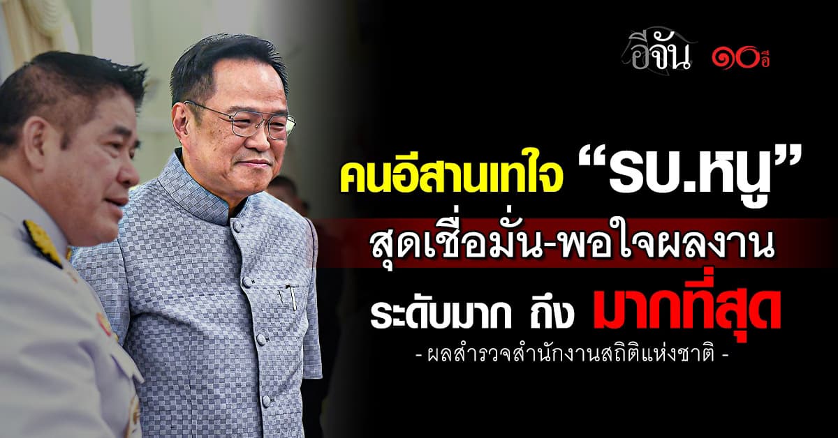 คนอีสานเทใจ “รบ.หนู” สุดเชื่อมั่น-พอใจผลงาน ระดับมาก ถึง มากที่สุด