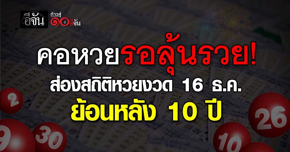 งวดนี้มีลุ้นรวย! ส่องสถิติหวย งวด 16 ธ.ค. ย้อนหลัง 10 ปี เลขไหนมีลุ้น ? 