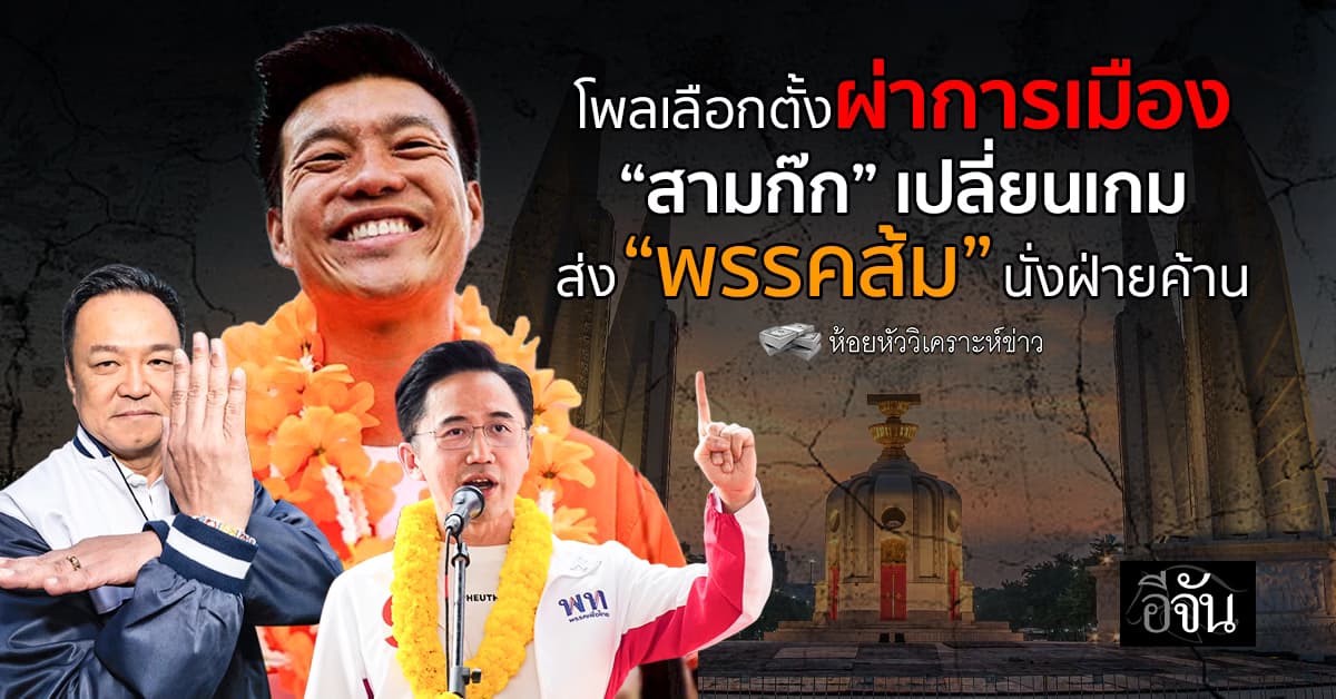 โพลเลือกตั้งชี้เกมการเมือง ภาวะ “สามก๊ก” เตรียมส่ง “ส้ม” นั่งฝ่ายค้าน